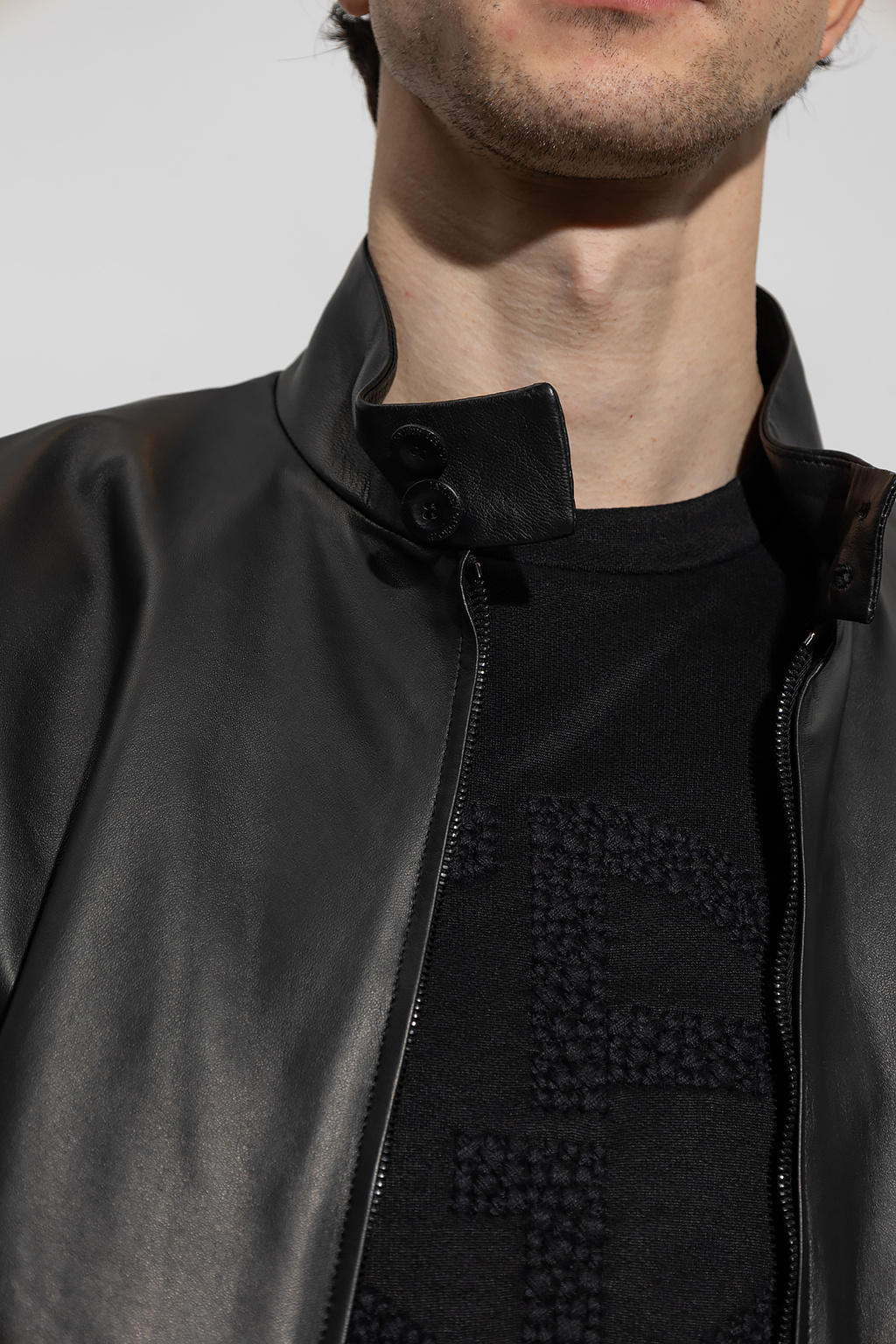 Black Leather jacket Giorgio Armani - Vitkac France